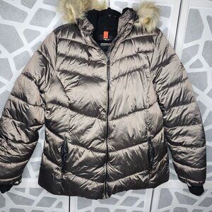 Women’s ZeroXposur Champagne Brown Coat With Faux Fur Hooded XXL